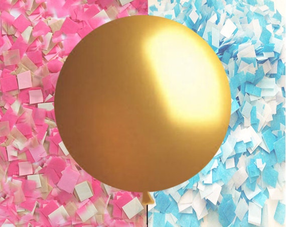 Gold Gender Reveal Balloon, Gold Ballons for Gender Reveal Party Kit with Confetti, Pink Peach Gold Blue Mint Navy Baby Shower