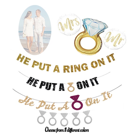 He Put A Ring On It Banner, Engagement Banner, Bachelorette Banner, Engagement Party Decor, Bachelorette Party Bridal Shower decorations