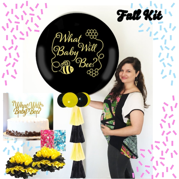 What Will Baby Bee Gender Reveal Balloon Ideas, Baby Shower Decor, Bumble Bee, Mommy to Bee, What Will It Bee Unique Baby Announcement