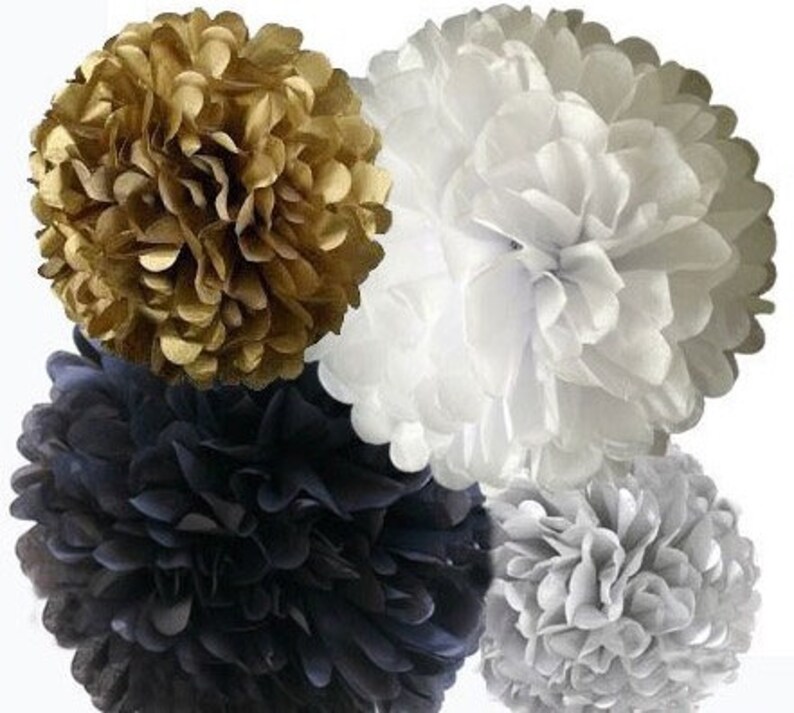 Black White and Gold Tassel Garland Tissue Tassel 2023 New Etsy