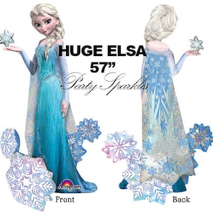 Può includere: Una grande Elsa gonfiabile da 145 cm del film Frozen. L'inflatable è blu e bianco con una finitura scintillante. La parte anteriore dell'inflatable mostra Elsa che tiene un fiocco di neve. La parte posteriore dell'inflatable mostra Elsa che tiene un fiocco di neve e ha un design blu e bianco scintillante.