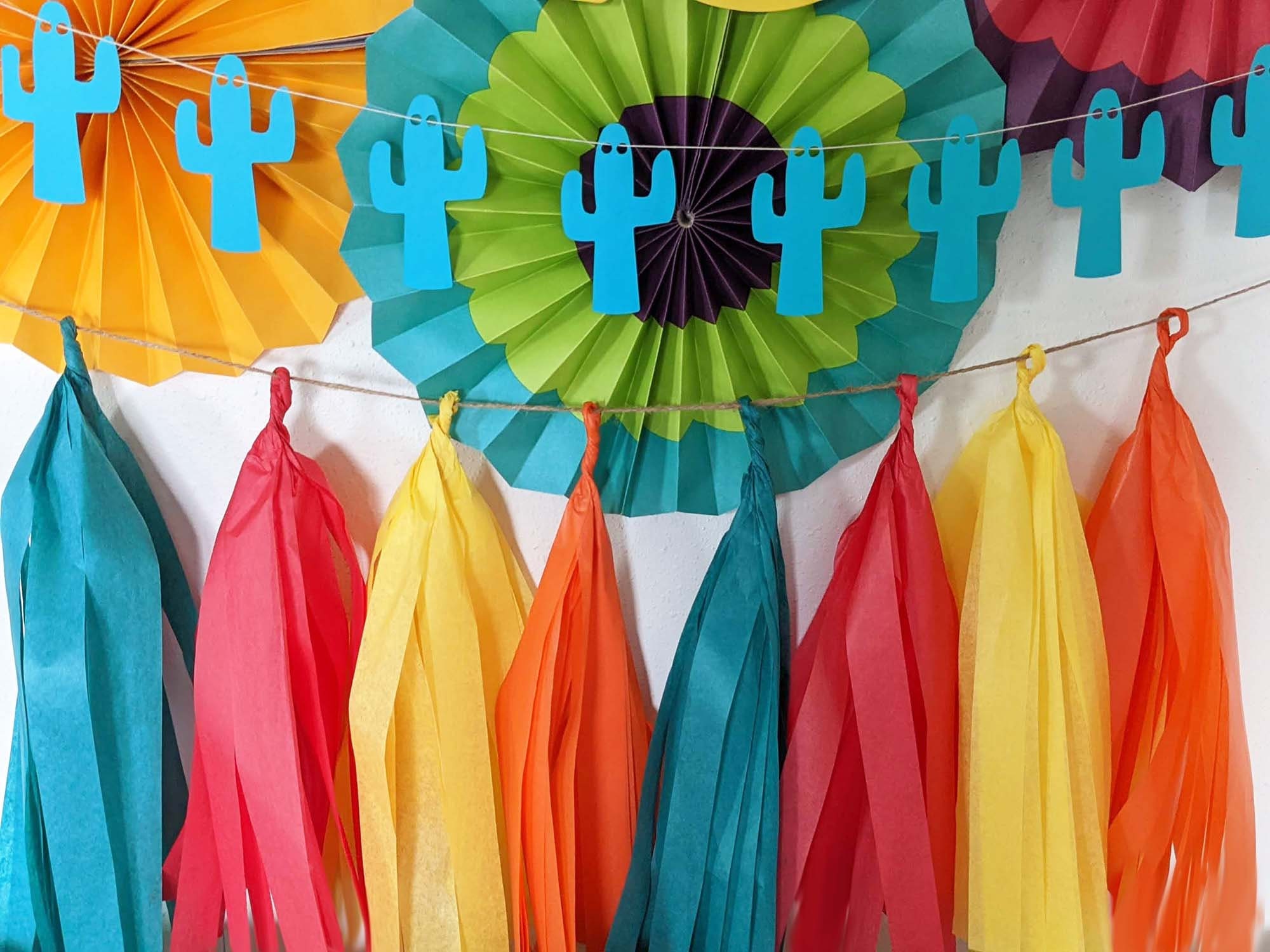 Fiesta Party Decorations Cactus Balloons Hanging Paper Fans Mexican Llama  Banner Garland Tassel Garland Backdrop String For Bachelorette Kids Taco