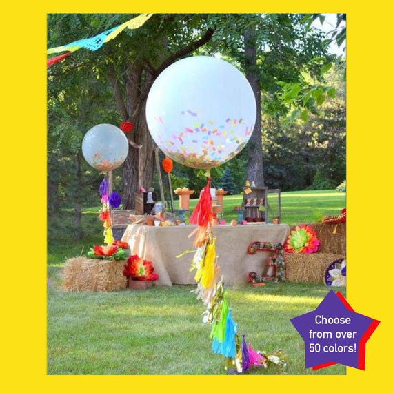 CUSTOM Confetti Balloons with Tassels Big 36 inch balloon, huge garland first birthday party, graduation decor, wedding celebration, rainbow