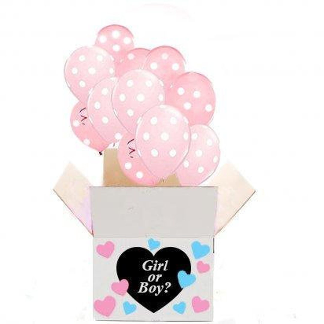 Gender Reveal Balloon in a Box Box With Stickers Baby Etsy