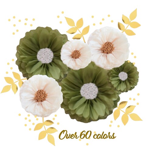 Large Paper Flowers Backdrop Wall Neutral Baby Shower Custom Etsy