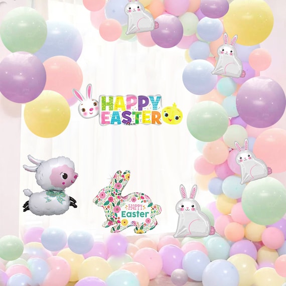 Easter Balloon Garland DIY Kit, Easter Balloons, Bunny Balloons, Lamb Party decorations, Egg Party Supplies, Pastel Matte Party Decor