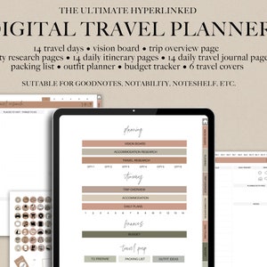 Digital Travel Planner, Goodnotes Planner for iPad, Vacation Planner, Travel Planner, Notability Planner, Goodnotes Template