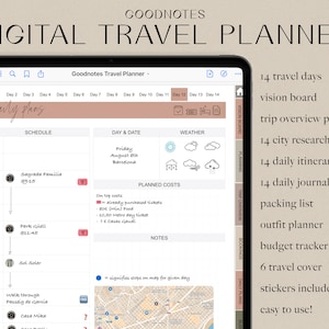 Goodnotes Travel Planner, Vacation Planner, Travel Planner, Notability Planner, Goodnotes Template