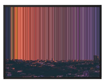 Chromatic Metropolis Canvas Wall Art, More Sizes incl. 48x36, Pink Sky Skyline Abstract Print, UK Delivery