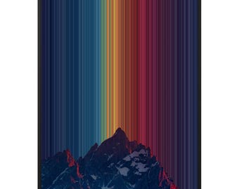 Solitary Peak Canvas Wall Art, More Sizes incl. 36x48, Twilight Peak Deep Blue Abstract, UK Delivery