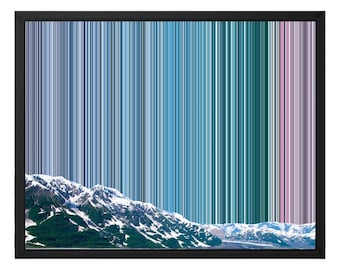 Alaska Canvastavla, Abstrakt tryck med glaciärblå berg, Spännd eller inramad canvas, Vardagsrumsinredning