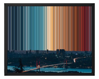 Canvastavla i Istanbul, Abstrakta nattljus med Bosporen, Spännd eller inramad canvas, Vardagsrumsinredning