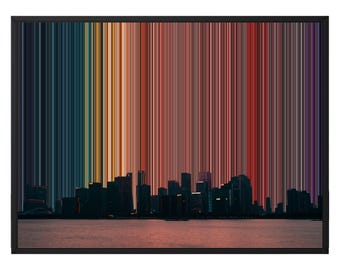 Urban Dusk Canvas Wall Art, More Sizes incl. 48x36, Waterfront Dusk Rose Abstract Print, UK Delivery