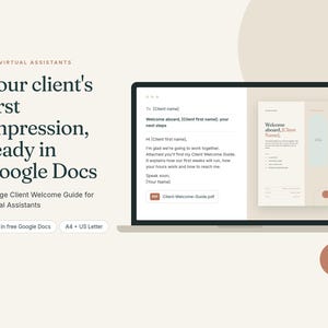 VA Client Welcome Guide Template, Virtual Assistant Welcome Packet, Editable Google Docs Client Onboarding Guide, New Client Packet