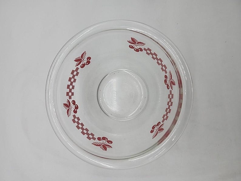 Vintage PYREX Glass Mixing Nesting Bowls Red Cherry Checkerboard ...