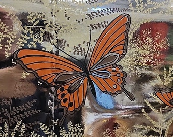 1970s Vintage Mirrored Butterfly Wallpaper - Lot of 5 Unmeasured Rolls Deadstock