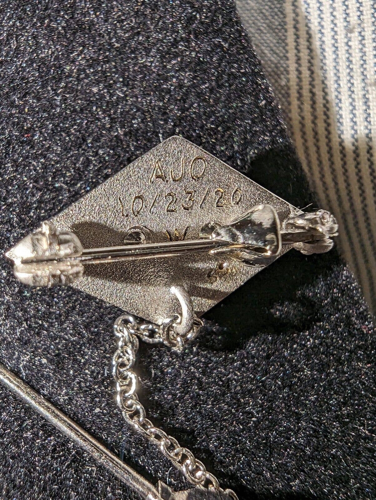 Engraved Alpha Delta Pi Sorority Pin Sterling Silver, Herff Jones, Psi