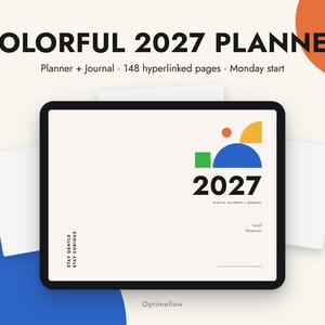 Minimalist Digital Planner 2027 | Colorful Work and Life Planner, Reading Log, Project Management, Hyperlinked