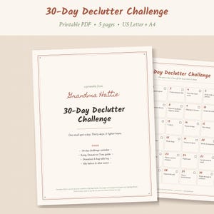 30 Day Declutter Challenge Printable, Declutter Checklist Calendar, Keep Donate Toss Guide, Decluttering Tracker, Grandma Hattie PDF