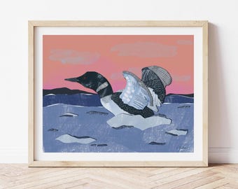Call of the Loon, Original Art, Giclée Print, Wall Decor, Original Design by Betty Louise Studio