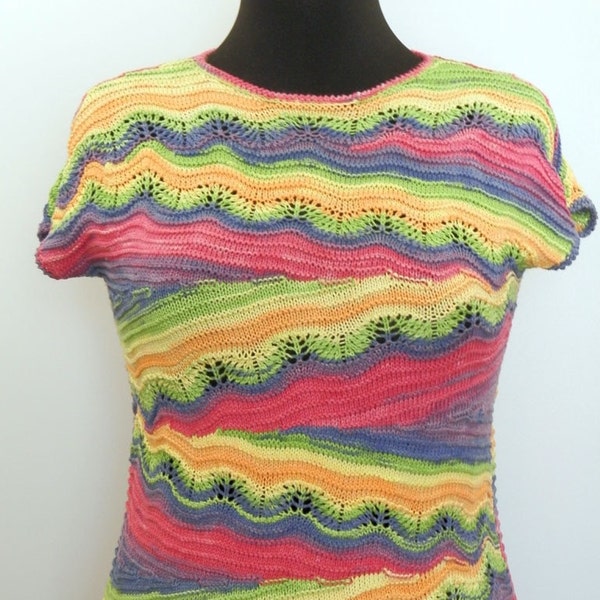 SAMPLE SALE Knit summer shirt, knit women clothing, sweater for women, t-shirt for women, women summer clothes, rainbow sweater, rainbow top