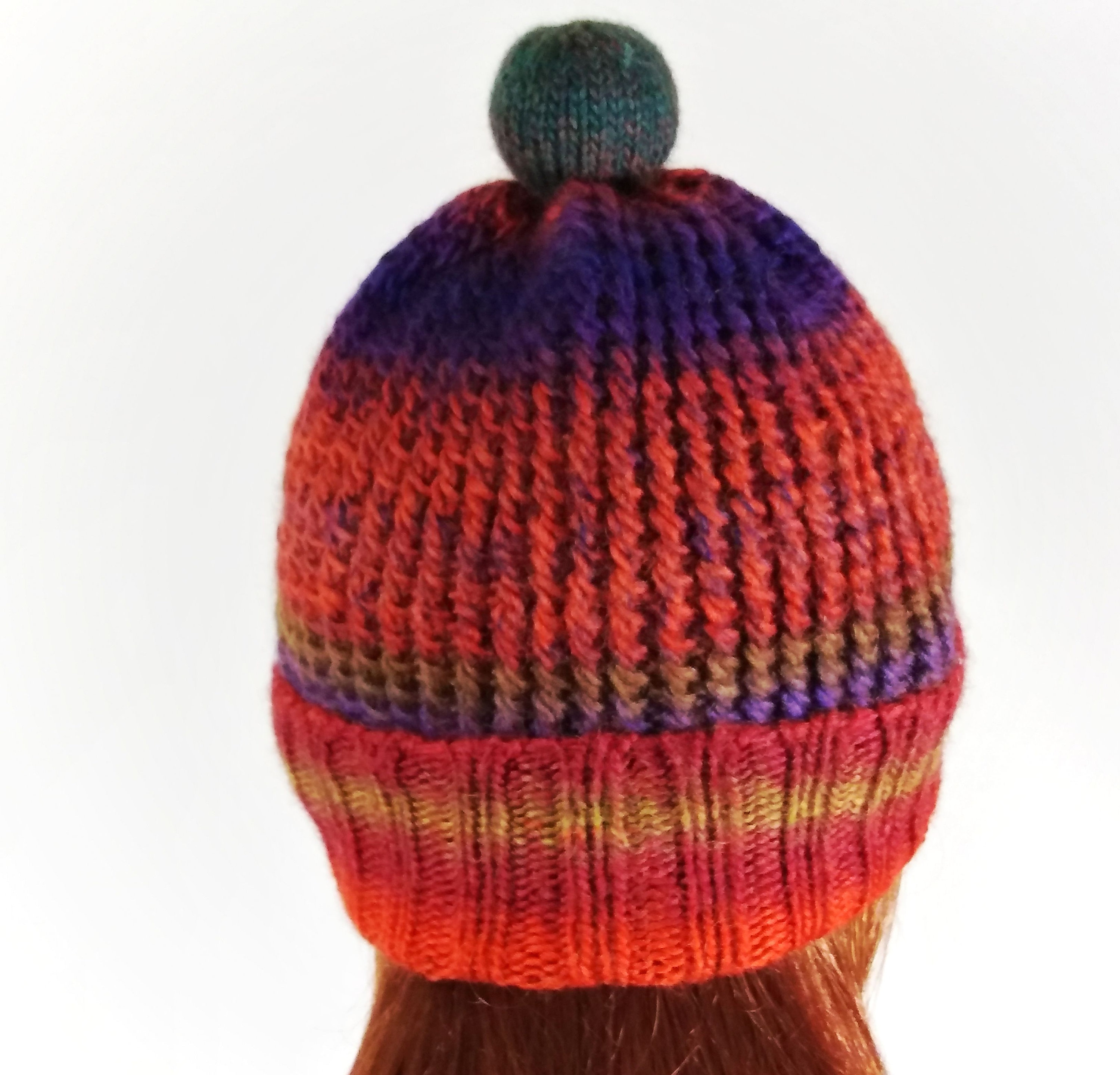 Knitted multicolor pure wool women hat with knit pompom and Etsy