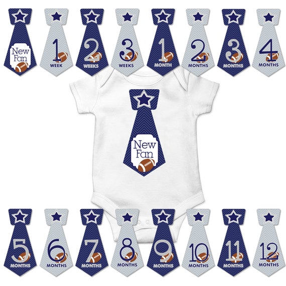 Gift Set of 16 Tie Shape Monthly Baby Milestones Stickers with