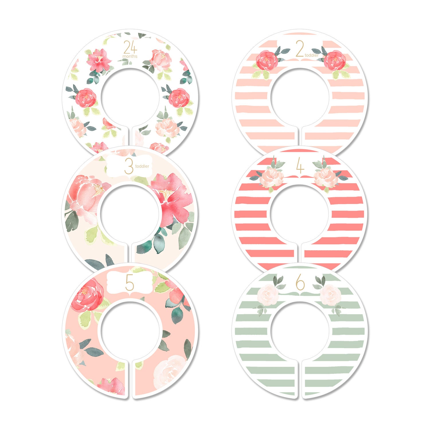 Satz von 6 Runde Schrank Teiler mit Koralle Pfirsich Gold | Etsy