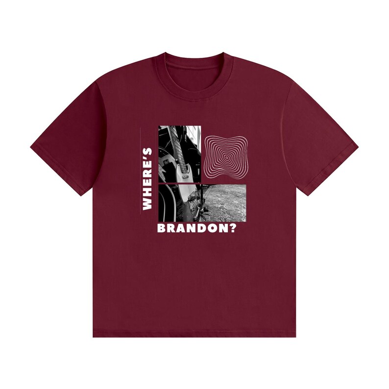 Where's Brandon? - Graphic Tee White Text Wine Red