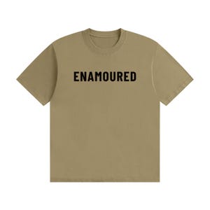 Enamoured - Minimal Tee Black Text Khaki
