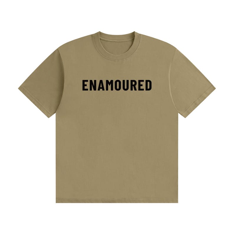 Enamoured - Minimal Tee Black Text Khaki