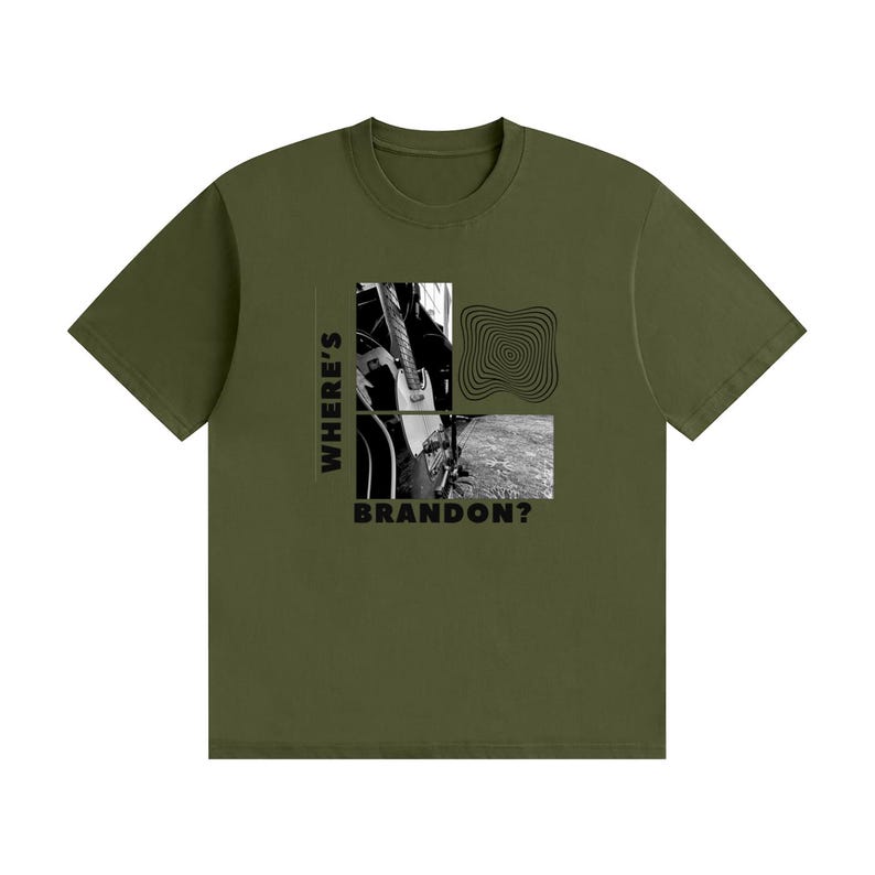 Waar is Brandon? - Grafisch T-shirt met zwarte tekst Army Green