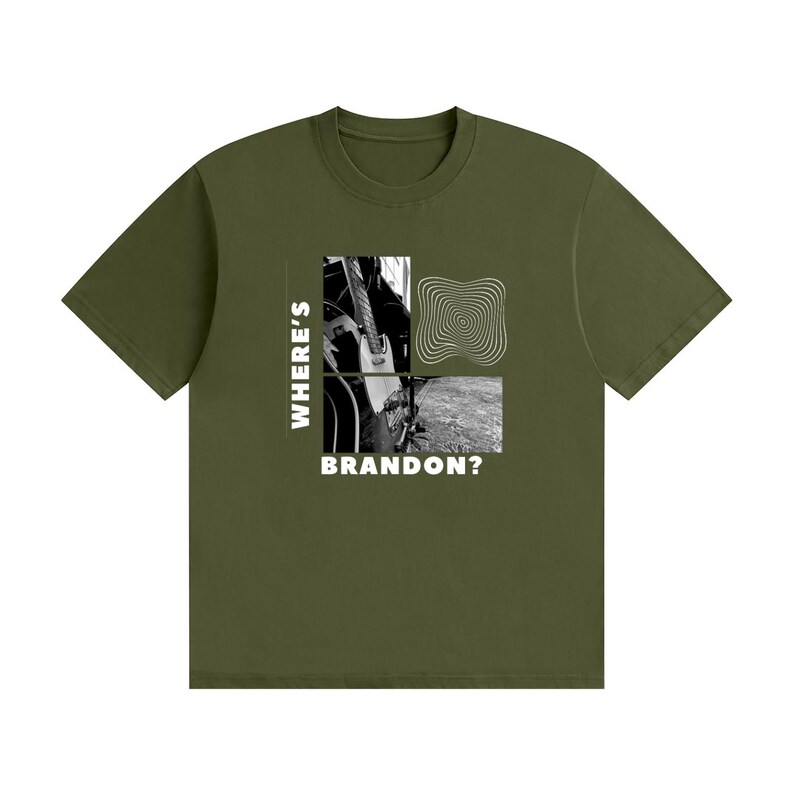 Where's Brandon? - Graphic Tee White Text Army Green