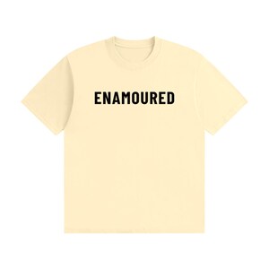 Enamoured - Minimal Tee Black Text Apricot