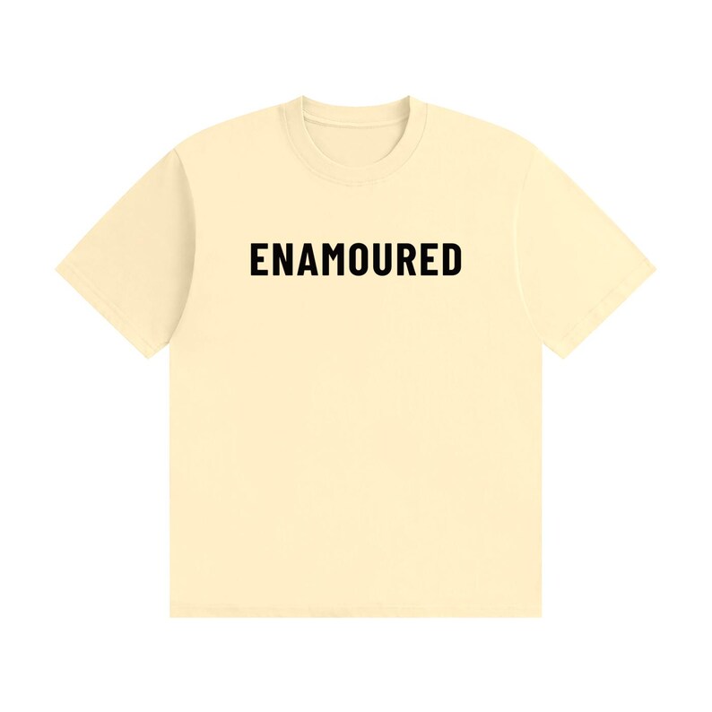 Enamoured - Minimal Tee Black Text Apricot