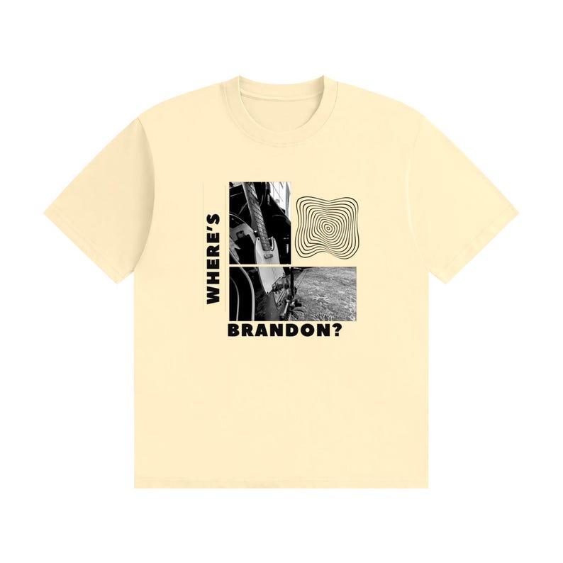 Waar is Brandon? - Grafisch T-shirt met zwarte tekst Apricot