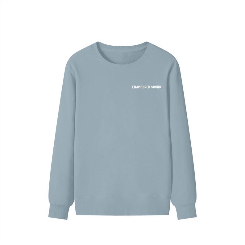 Enamoured Sound Classic Unisex Cotton Sweatshirt - White Logo Haze Blue