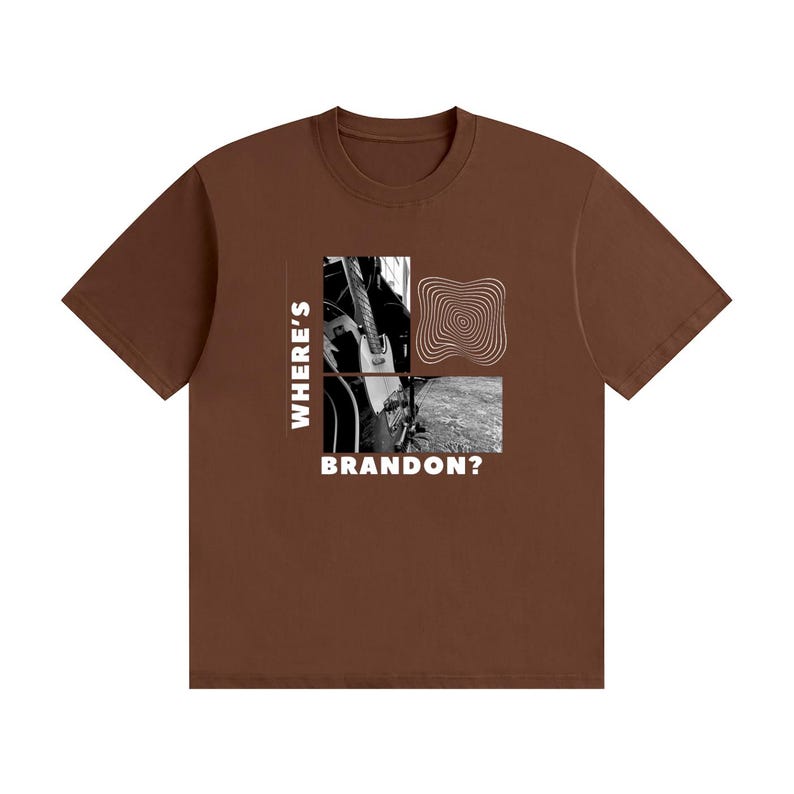 Where's Brandon? - Graphic Tee White Text Coffee