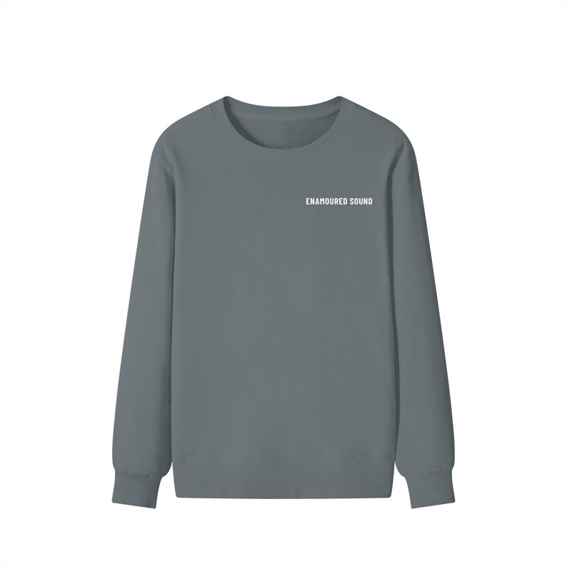 Enamoured Sound Classic Unisex Cotton Sweatshirt - White Logo Dark Grey