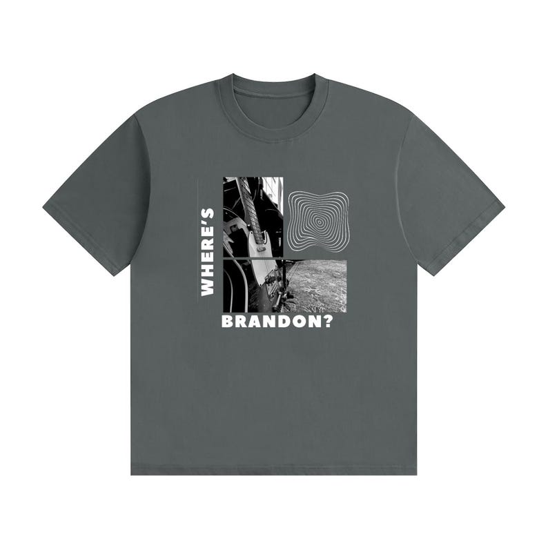 Where's Brandon? - Graphic Tee White Text Gray