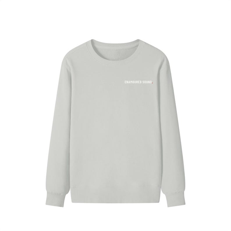 Enamoured Sound Classic Unisex Cotton Sweatshirt - White Logo Hemp Ash