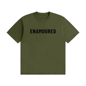 Enamoured - Minimal Tee Black Text Army Green