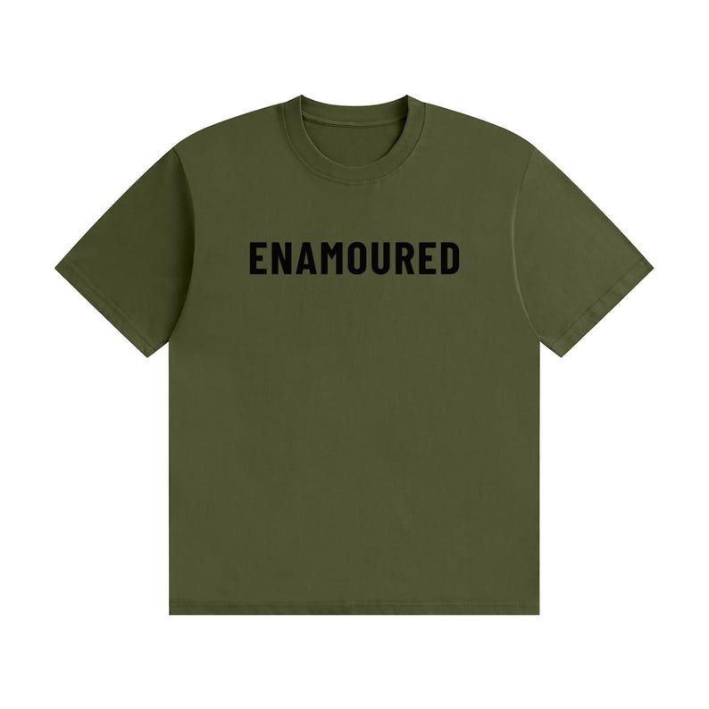 Enamoured - Minimal Tee Black Text Army Green