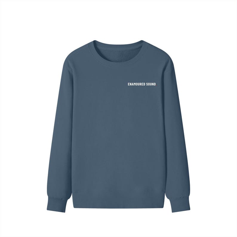 Enamoured Sound Classic Unisex Cotton Sweatshirt - White Logo Ink Blue