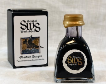 Obsidian Dragon Black Shimmer Indelible Fountain Pen Ink