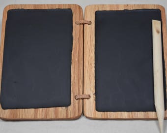 Wax Tablet w/ wooden stylus 3.5x5 inches -- Roman style with black wax