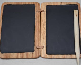 Wax Tablet w/ wooden stylus 3.5x5 inches -- Roman style with black wax
