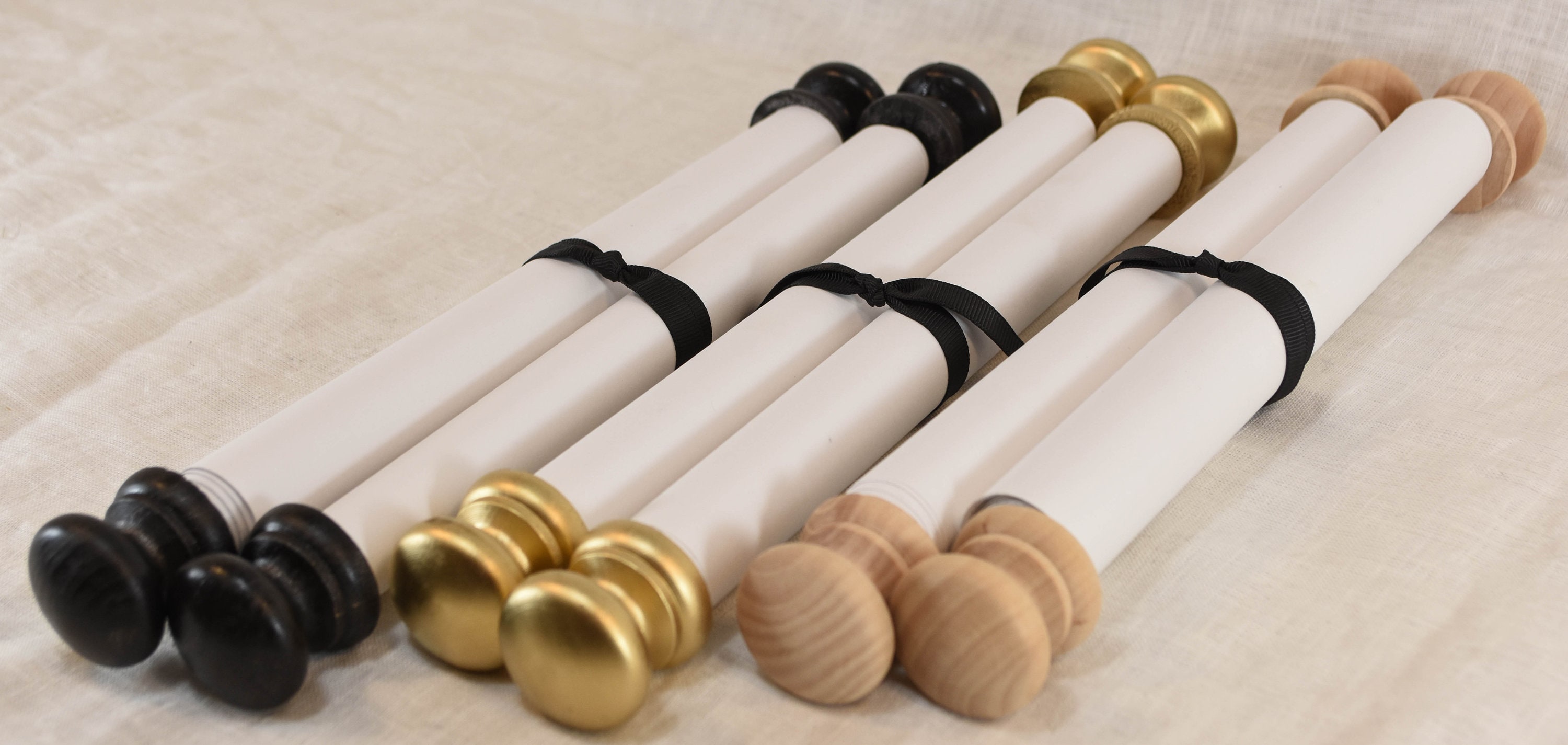 Large Blank Scroll With Large Wooden Knob Spindles; Historic