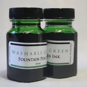 Washable Fountain Pen Ink, 2 oz green, choice of bottle