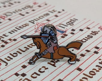 Jousting Knight Marginalia Enamel Pin